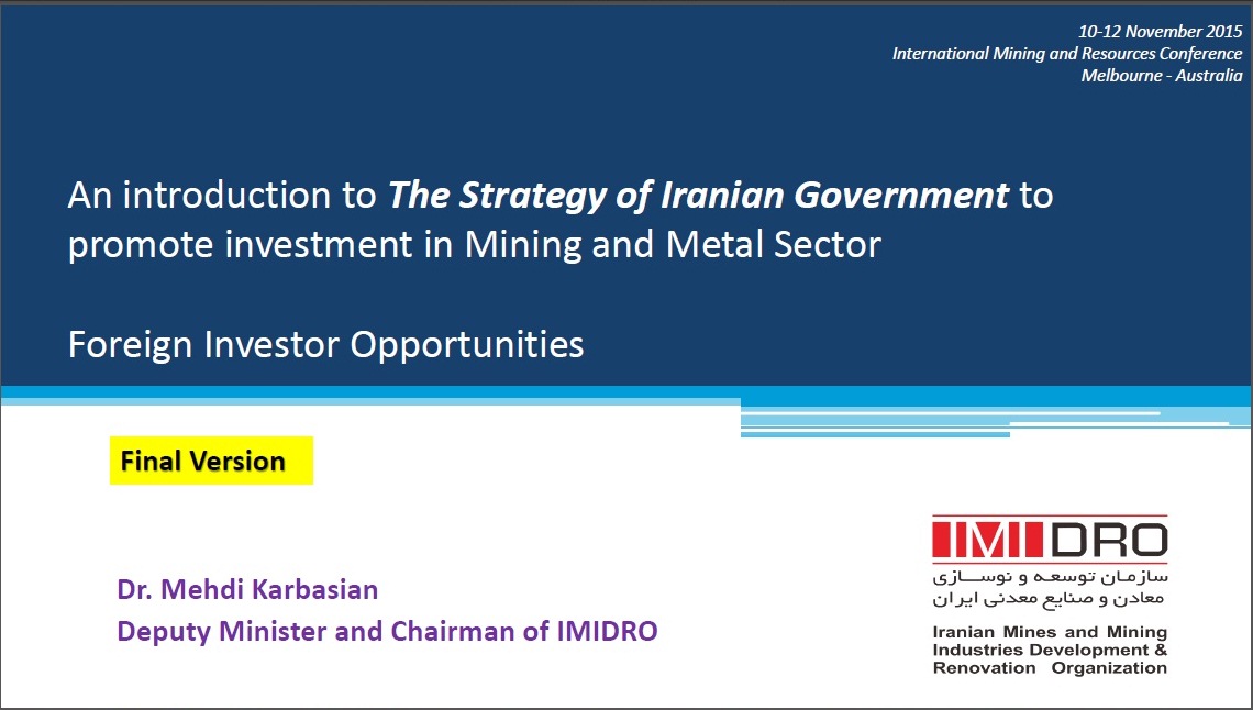 Iran Mining Sector- IMARC Australia 2015 - Final Version